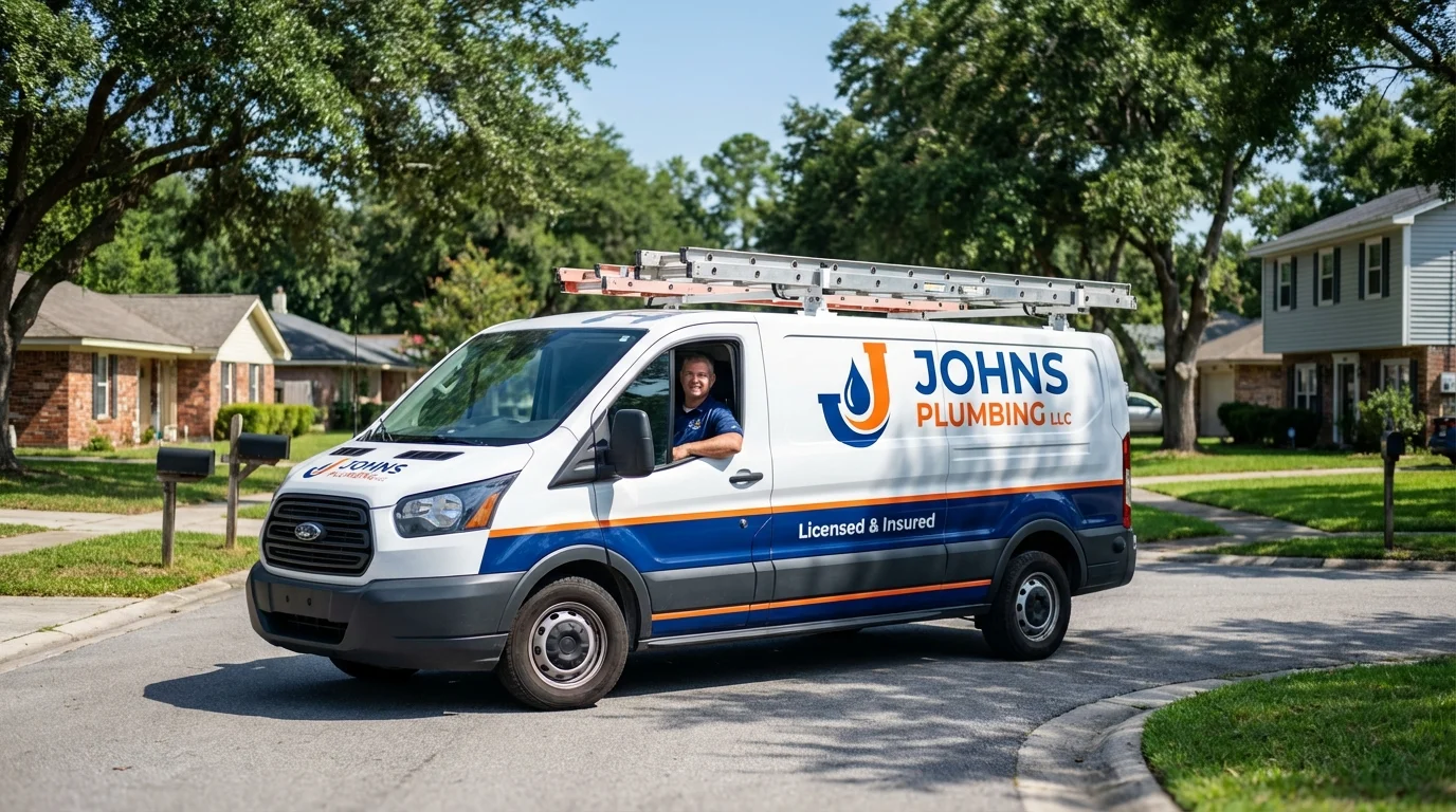 Johns Plumbing LLC service van in Versailles, IN