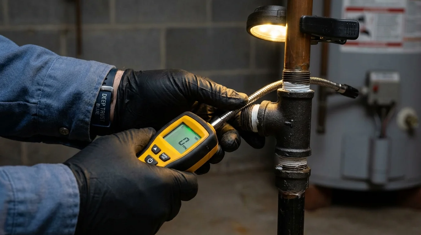 Gas leak detection with electronic sniffer by Johns Plumbing LLC in Versailles